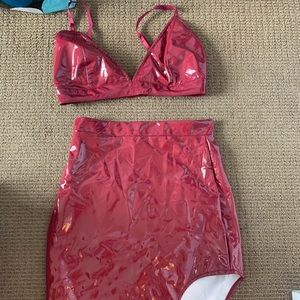 Fashionova red skirt and bra top
